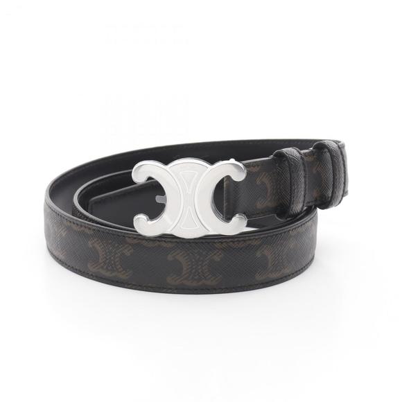 CELINE Medium Triomphe Belt Clothing Leather Women's Black Brown 45AKA2ACO38SI85 - Picture 1 of 6